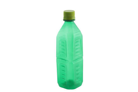 Blank green plastic bottle isolated on a white backgroundの写真素材