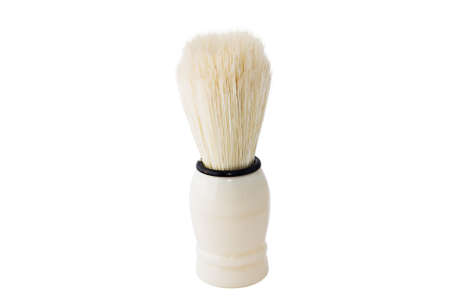 Vintage Shaving Brush. Close-up. Isolated on white background.の写真素材