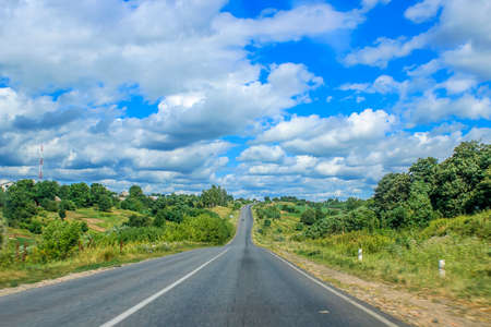 empty road and blue sky clear dayの写真素材