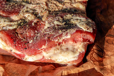 Closeup take of some chunks of salted lardの写真素材