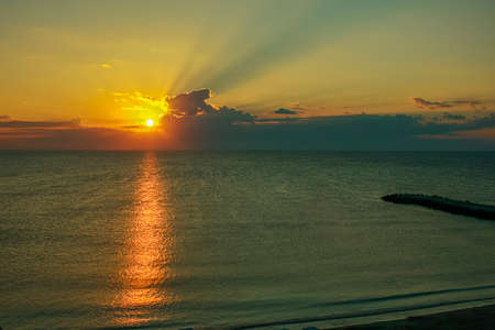 beautiful early dawn in the seaの写真素材