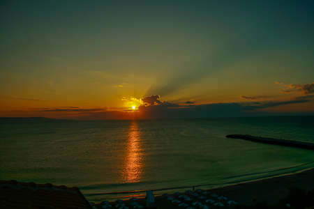 beautiful early dawn in the seaの写真素材