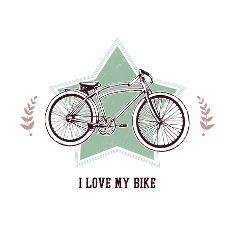 Vector illustration, hand graphics - Old bicycle emblemのイラスト素材