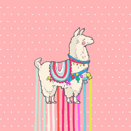 Cute cartoon llamaのイラスト素材