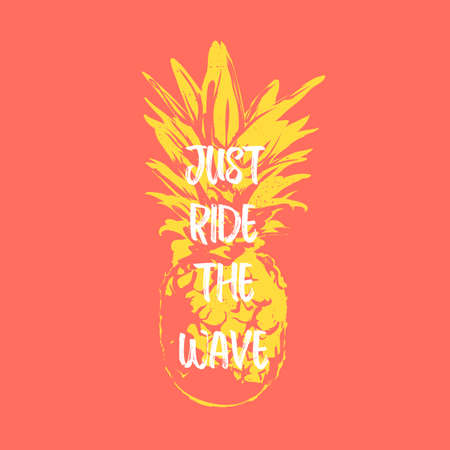 Vintage surf pineapple summer t-shirt print, vector artのイラスト素材