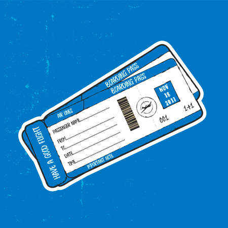 Airline boarding pass ticket design, hand drawnのイラスト素材