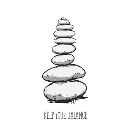 Zen stone balance with the text, peaceful conceptのイラスト素材
