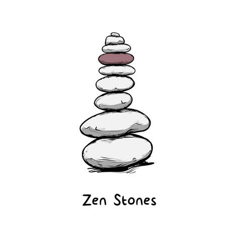 Zen stone balance with the text, peaceful conceptのイラスト素材