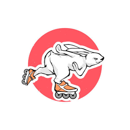 Cartoon bunny roller skates, character design artのイラスト素材