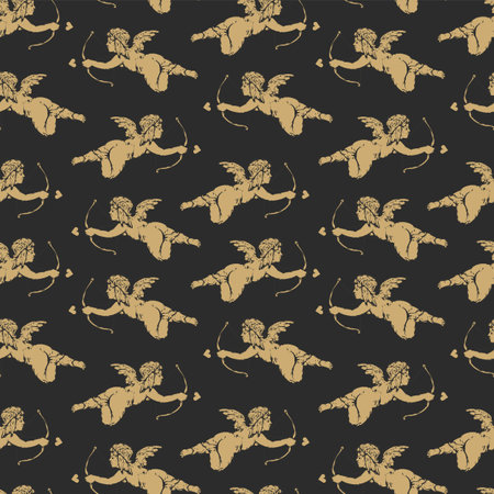 Cupid with an arrow, Valentines Day patternのイラスト素材