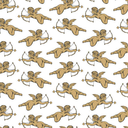 Cupid with an arrow, Valentines Day patternのイラスト素材