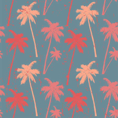 The palm tree silhouette vintage seamless patternのイラスト素材