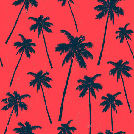 The palm tree silhouette vintage seamless patternのイラスト素材