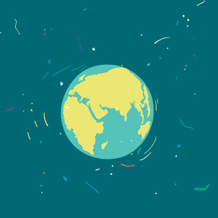 Earth planet in space, planet, stars, a comet in universeのイラスト素材