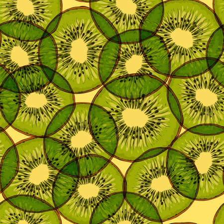 Kiwi fruit slice vector seamless pattern for fabrics, textiles, wrapping paperのイラスト素材