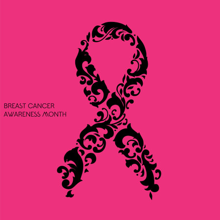 Breast cancer awareness, ornate pink ribbon artのイラスト素材