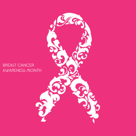Breast cancer awareness, ornate pink ribbon artのイラスト素材