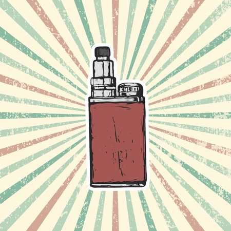 Retro emblem with vaping attributes for printのイラスト素材