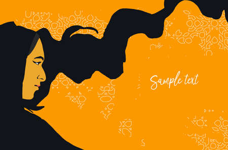 Arab Muslim woman wearing black hijab in profile viewのイラスト素材