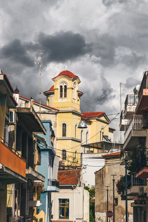 Street view of the old city of Pirgos, Greece.の写真素材