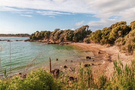 Coastal view of the coast of Katakolo Greeceの写真素材