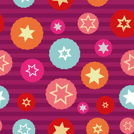 vector basic stars allover pink stripe seamless pattern backgroundのイラスト素材