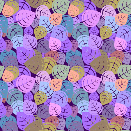 Seamless colorful leaf pattern.のイラスト素材