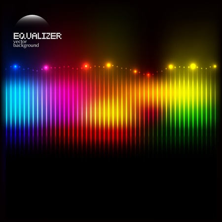 Abstract colorful equalizer on dark background with lightsのイラスト素材