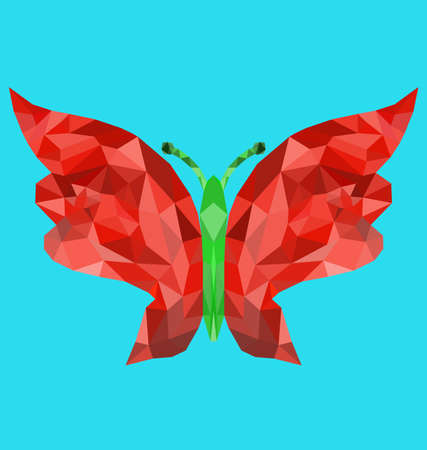 Polygon mesh image of single colorful butterflyのイラスト素材