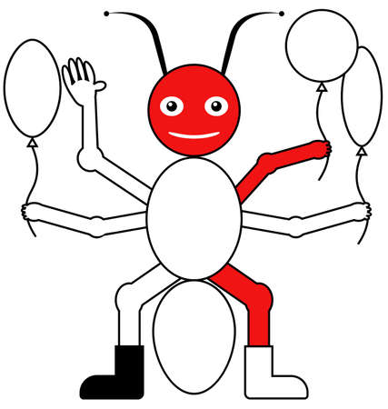 Color by example, insects - cute smiling antのイラスト素材