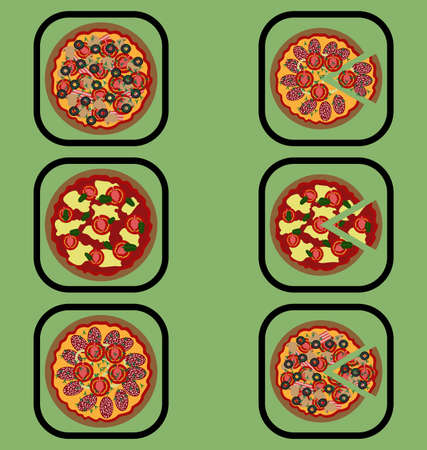 Set of icons of pizza made in flat icon stylesのイラスト素材