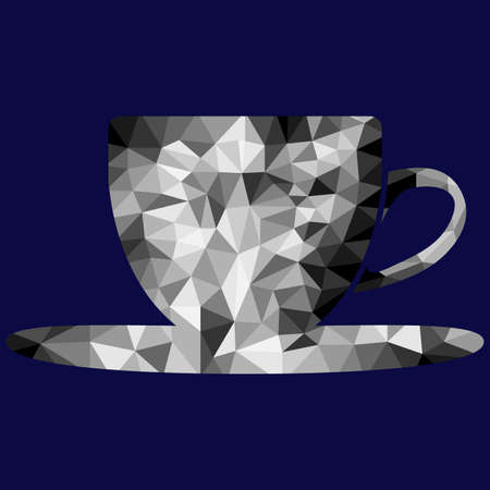 Polygon mesh vector image of cup and saucerのイラスト素材