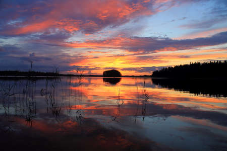 Sunset over the Lakeの写真素材