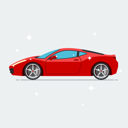 Red sport car isolated on white background. Vector illustration flatのイラスト素材