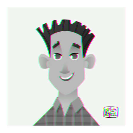 Men portrait in style Effect Screen Glitch. Avatar, user face for a web forum or account.のイラスト素材