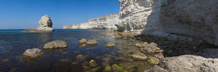 panoramic view of Cape Tarkhankut, Otlesh, The Crimea, Ukraineの写真素材
