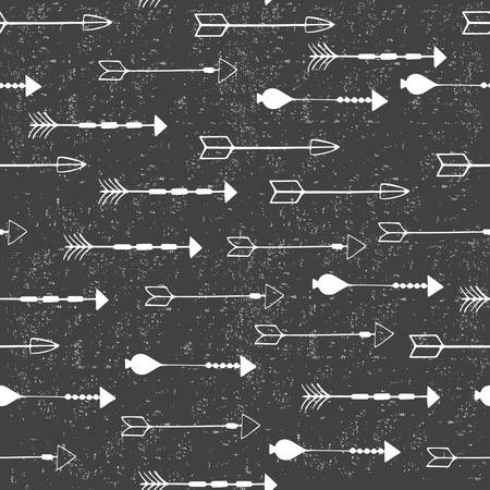 Seamless ethnic pattern with arrows on black background. Tribal vector illustration.のイラスト素材