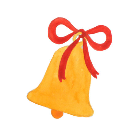 Watercolor bell isolated on white background. Perfect for wedding, holidays, invitation, birthdayの写真素材