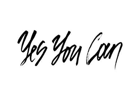 Yes you can ink modern brush calligraphy isolated on white background. Postcard vector illustrationのイラスト素材