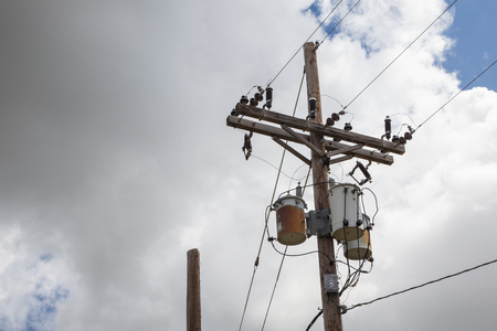 American light pole with white and gray cloudsのeditorial素材