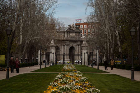 El Retiro park with alcala gate in the backgroundのeditorial素材
