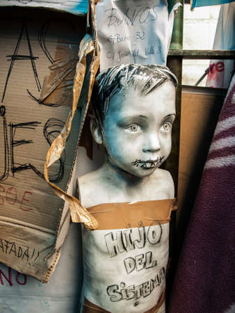 doll to protest in the 15M. Madrid Spainのeditorial素材