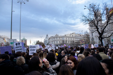 feminist demonstration in madridのeditorial素材