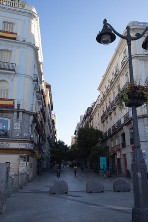 Madrid, Spain; 05 20 2020: Montera street, in Madrid, during the covid 19 pandemic with few peopleのeditorial素材