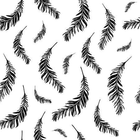 Flying feathers, seamless background, plumage pattern, white backgroundのイラスト素材
