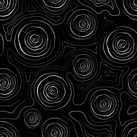 Abstract seamless background, uneven lines and circles, black and whiteのイラスト素材