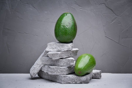 avocado superfood at the top of the food Olympus among rock saltの写真素材