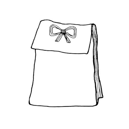 Shopping paper bag doodle element. Hand drawn recycling essentials sketch. Eco-friendly recyclable craft packaging conceptのイラスト素材