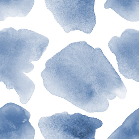 Seamless abstract watercolor pattern. blue aquarelle spots. Hand drawn seamless abstract background for print on fabric or wrapping paper.の写真素材