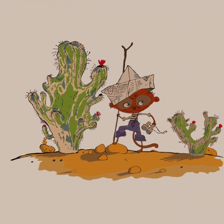 hilarious meerkats boy in the desert vectorのイラスト素材